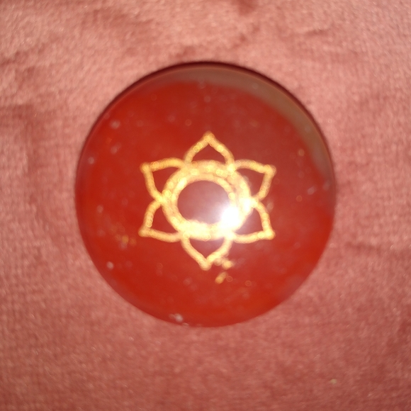 Orange Carnelian Etched Gemstone Palm Gem Worry Stone Sacral Chakra Pocket Rock - Picture 3 of 7